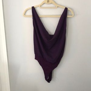 Purple cowl neck body suit w/ tag